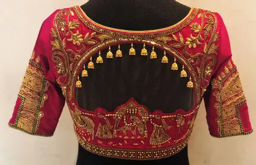 simple aari work blouse designs
