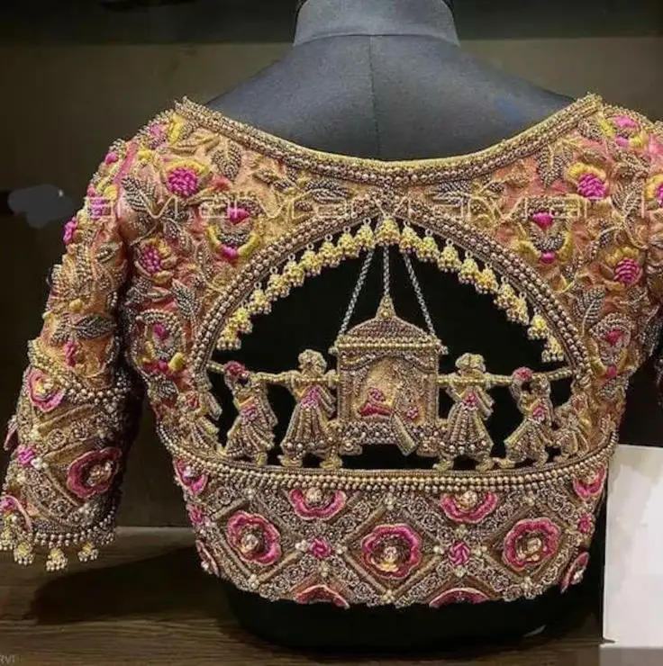 simple Arya work blouse designs